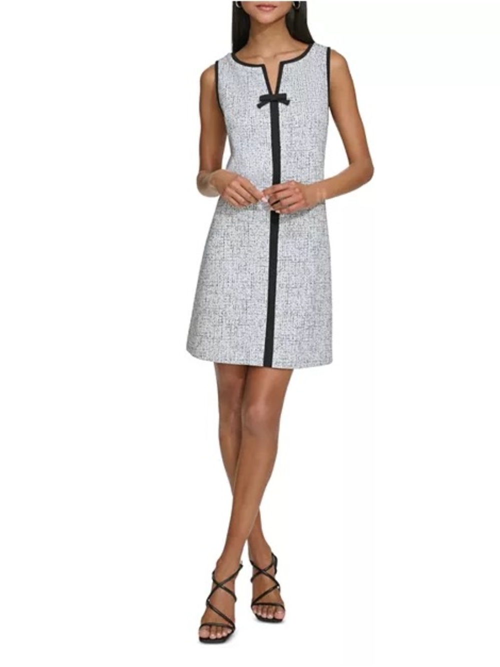 Karl Lagerfeld White Tweed Mini Dress with Black Trim - Picture 1 of 5